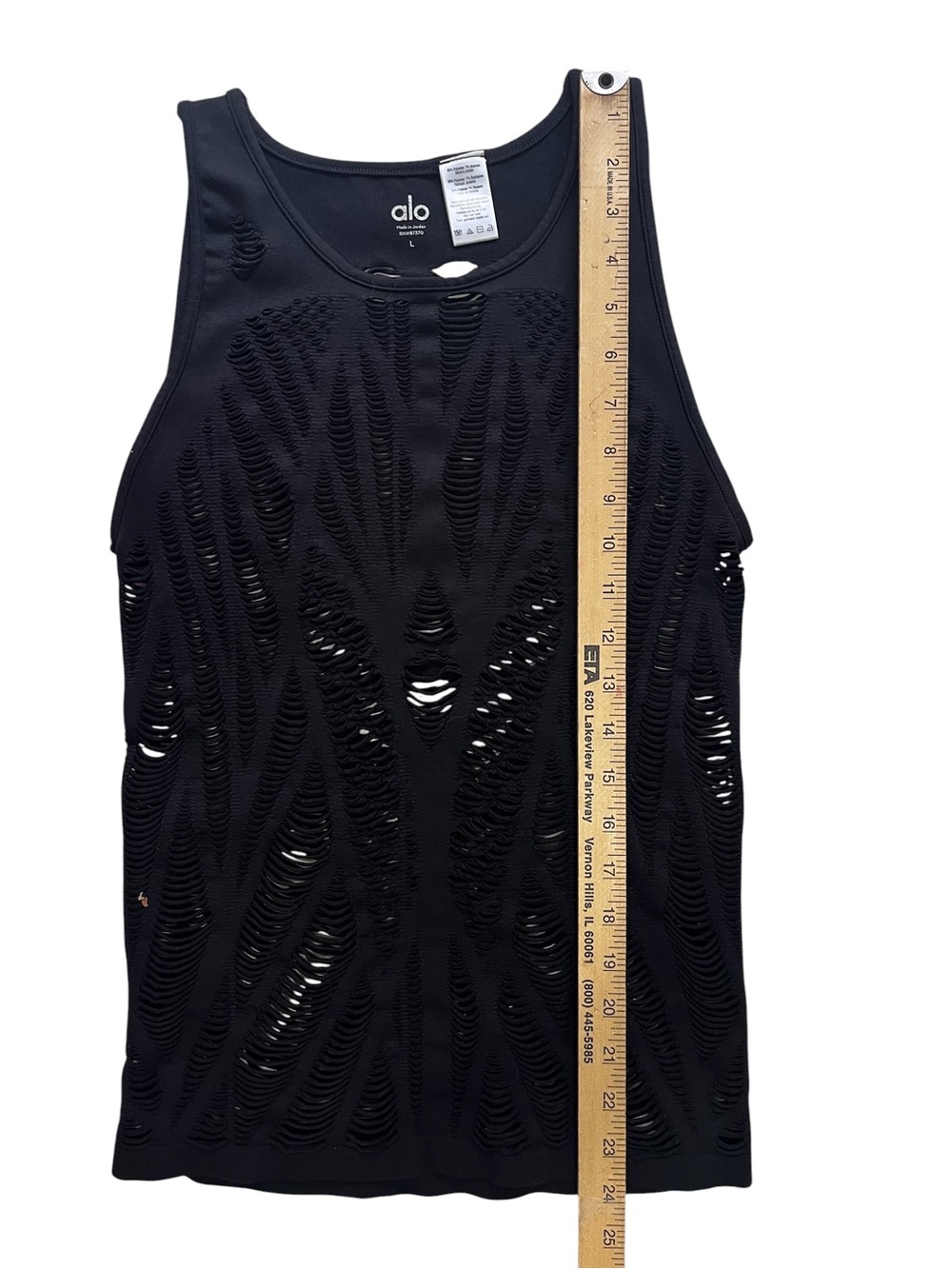 Alo Yoga Vixen Black Laser Cut Mesh Muscle Tank Size Large - Picture 5 of 6